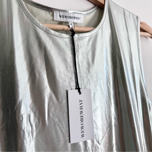 WeWoreWhat Silver Metallic Mini Dress NWT Medium - Picture 6 of 8